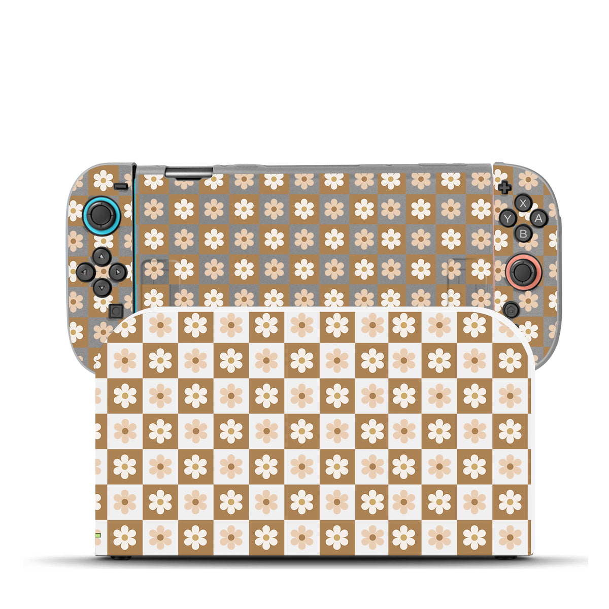 Checkered Brown Flowers Case for Nintendo Switch 2