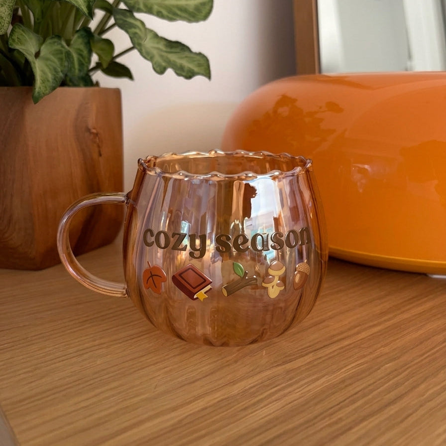 cozy season pumpkin glass