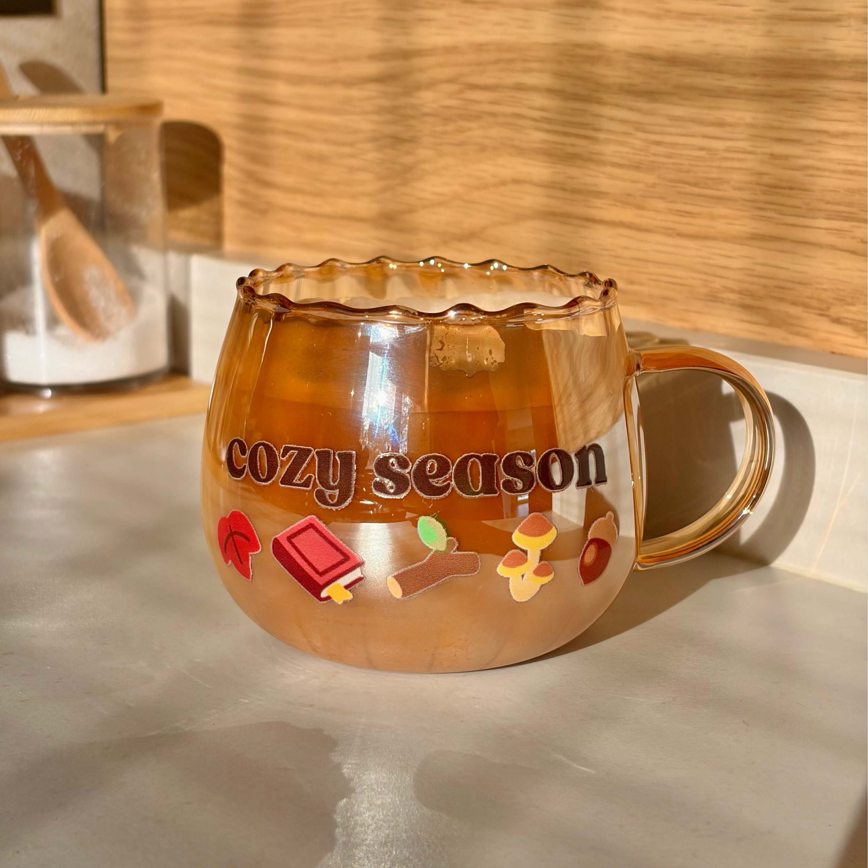 cozy season pumpkin glass