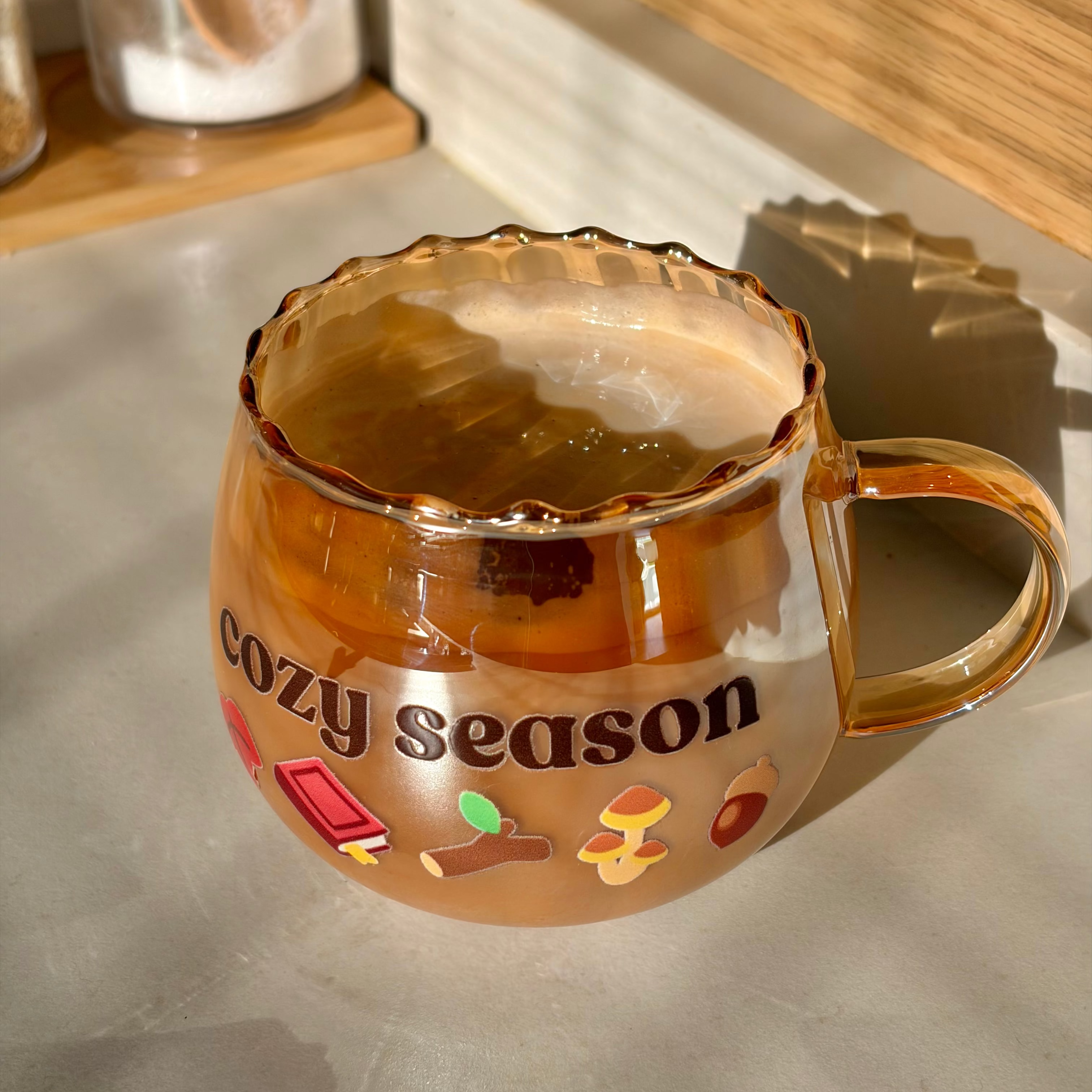 cozy season pumpkin glass