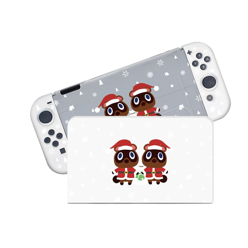 The Timmy & Tommy Christmas Case for Nintendo Switch by petimint is the perfect choice for cozygamers. Adorned with two cartoon raccoons in Santa hats holding Christmas ornaments, and enhanced with snowflake patterns on both the controllers and the back of the console, it’s a charming holiday companion for any gaming enthusiast.
