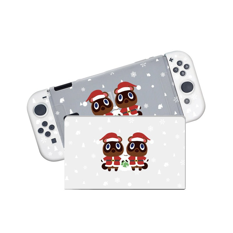 The Timmy & Tommy Christmas Case for Nintendo Switch by petimint is perfect for the dedicated gamer. This semi-clear case, featuring a cover with two adorable animal characters in holiday attire, provides an ideal festive touch with its background decorated with small snowflakes and festive symbols. It's an excellent addition to your Nintendo Switch collection.