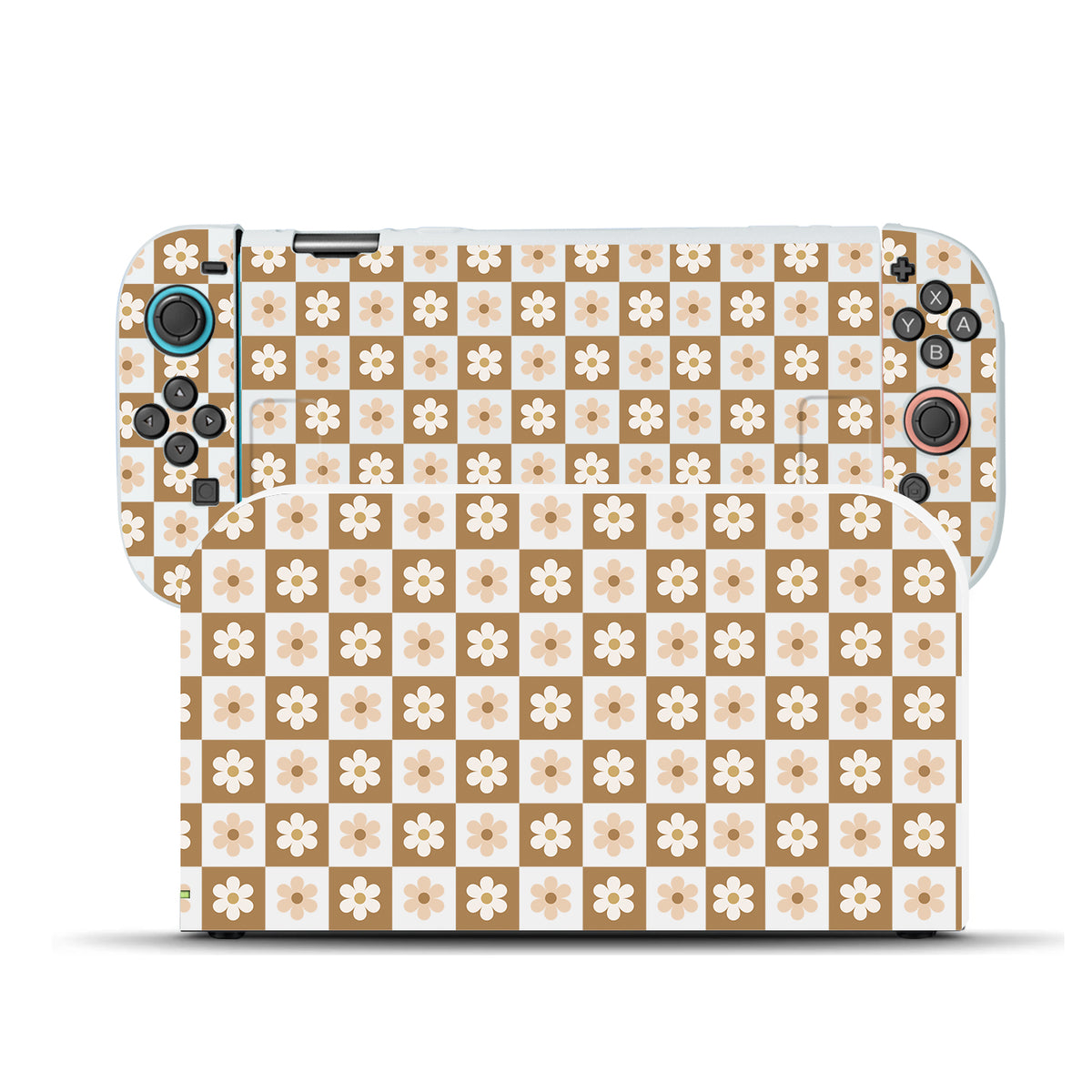 Checkered Brown Flowers Case for Nintendo Switch 2