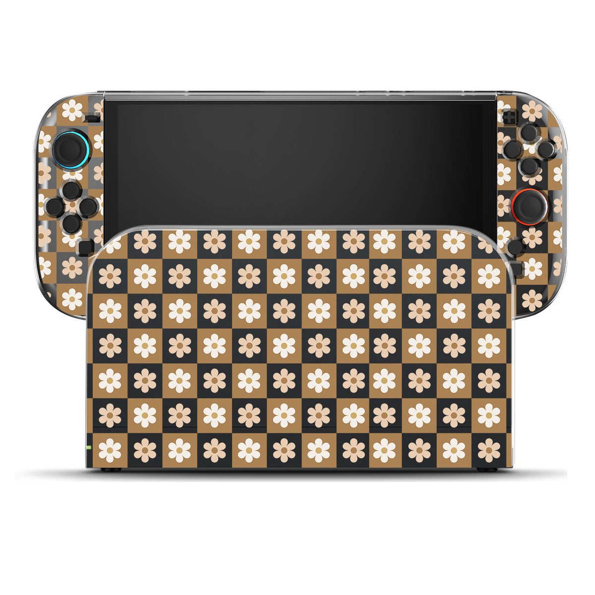 Checkered Brown Flowers Case for Nintendo Switch 2