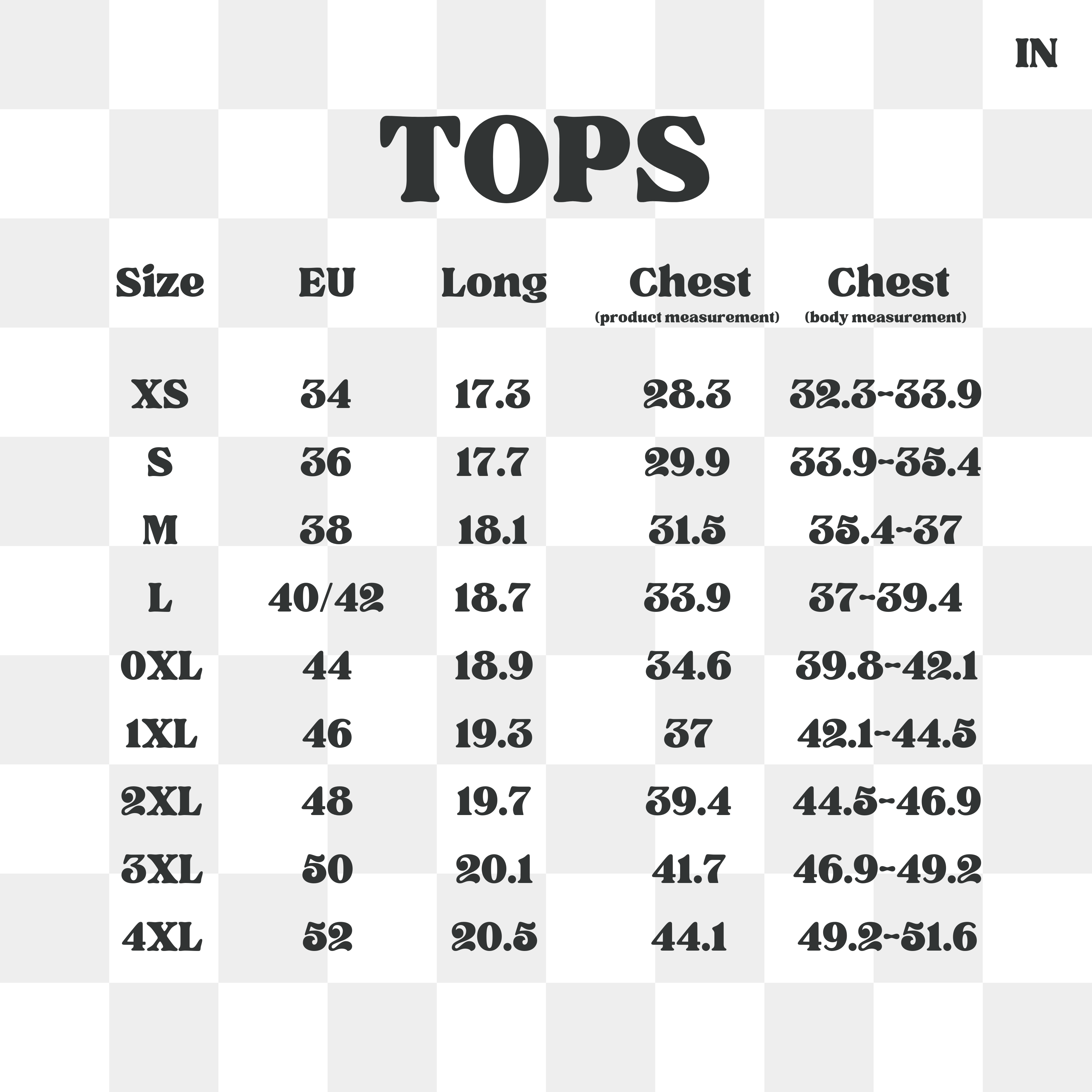 Discover the essential size chart for the Crybaby T-Shirt Cozy Gamers Apparel by petimint, offering sizes from XS to 4XL (EU sizes 34 to 52), with lengths between 17.3 and 20.5 inches and chest measurements ranging from 28.3 to 51.6 inches—perfect for your next Stardew Valley session or Halloween outfit planning!