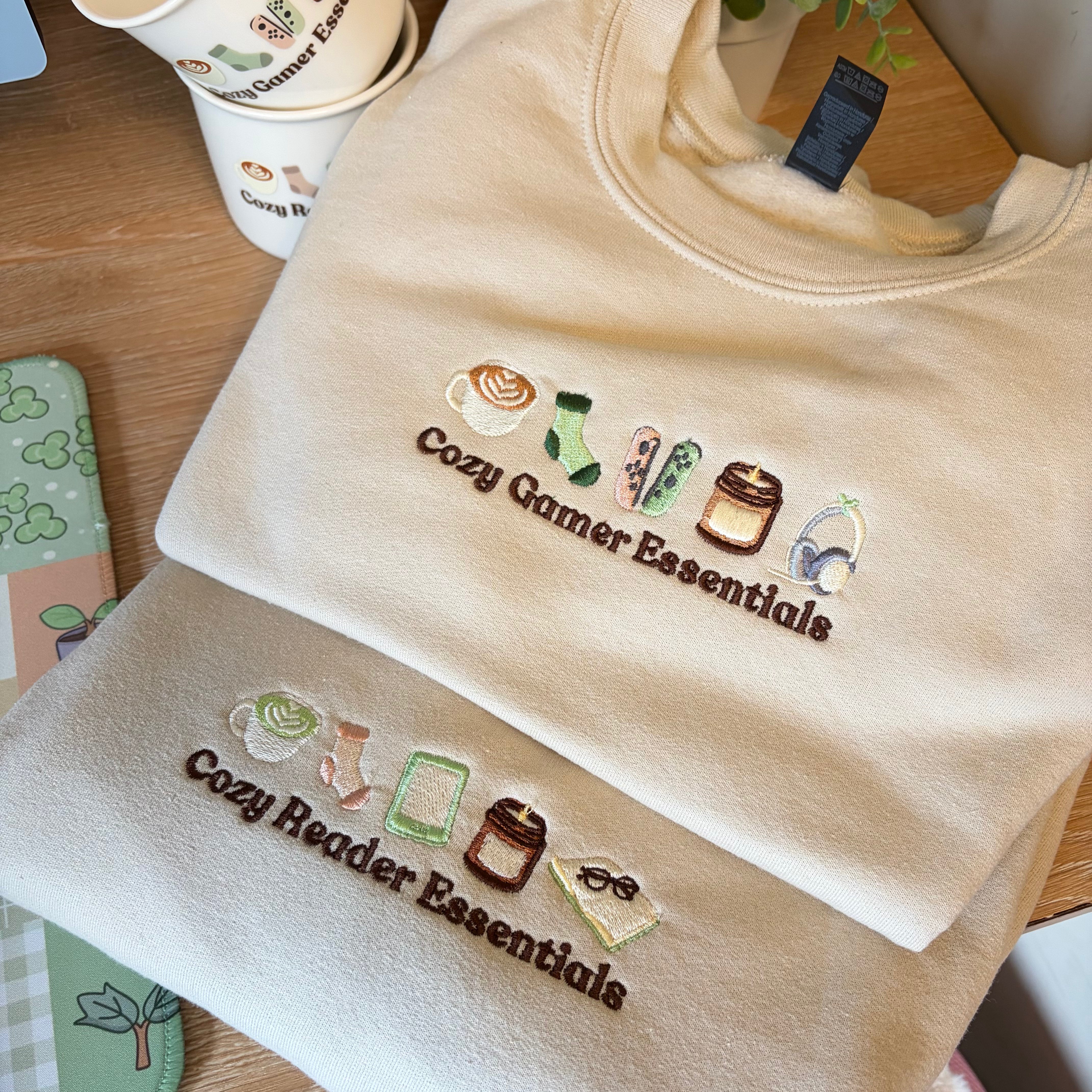 Cozy Reader/Gamer Essentials Crewneck / Homebody Apparel