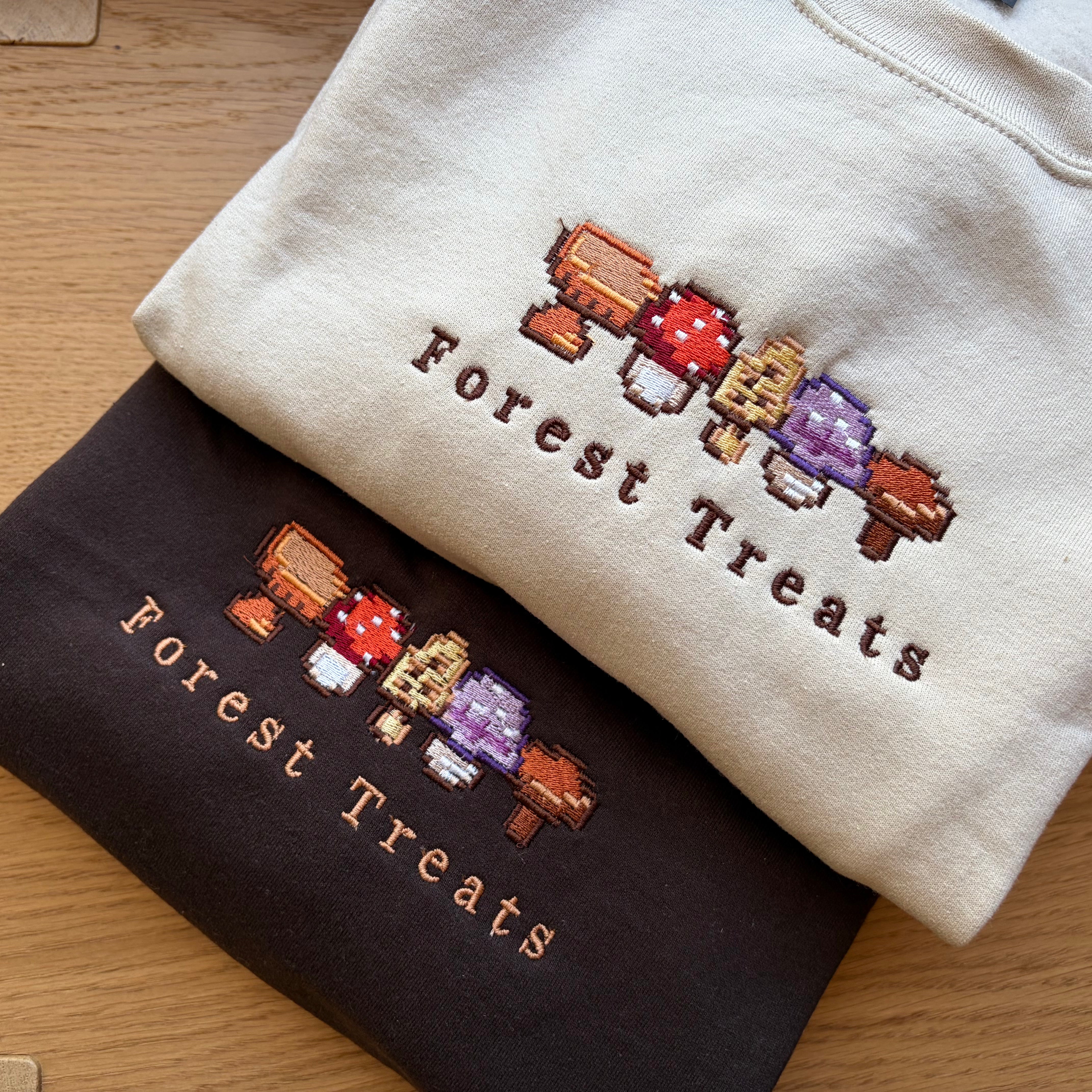 Forest Treats Embroidered Sweatshirt & Hoodie / Cozy Autumn Jumper /  Pixel Mushrooms Sweater