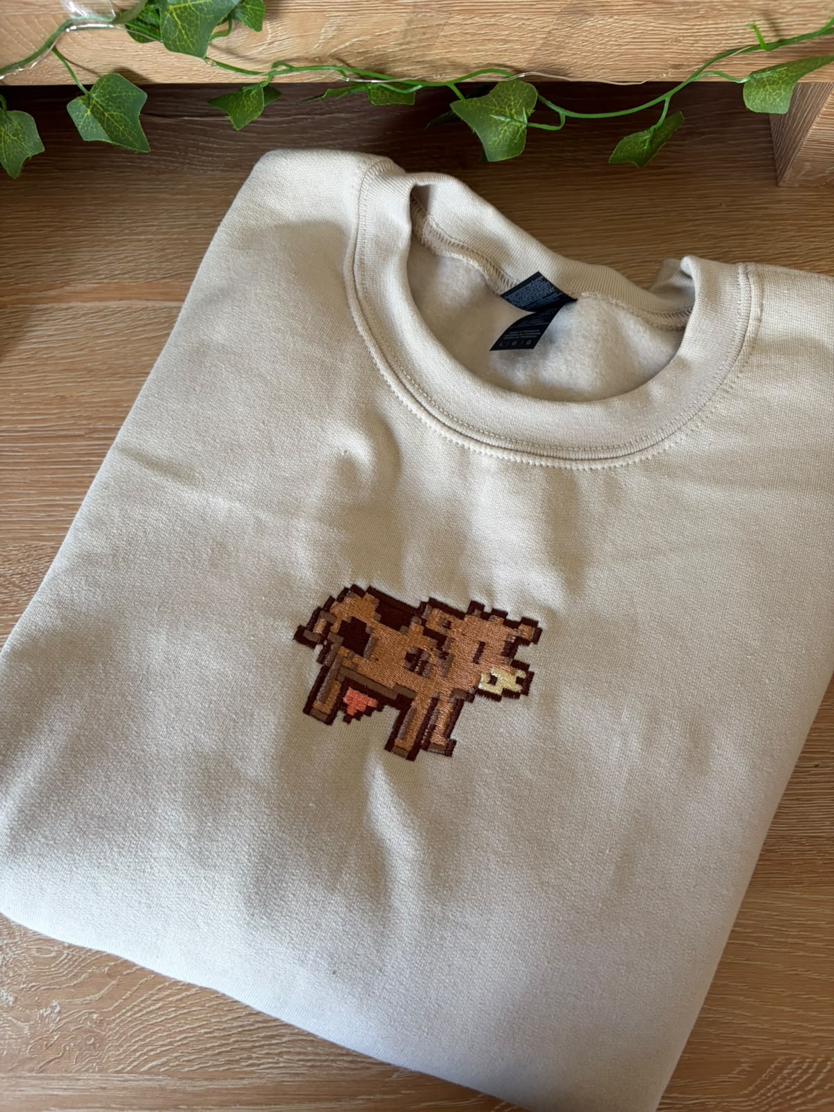 sweater L brown cow OOPSIE